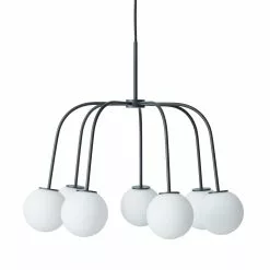 Co Bankeryd Waterfall Ceiling Light, Black/Opal Glass