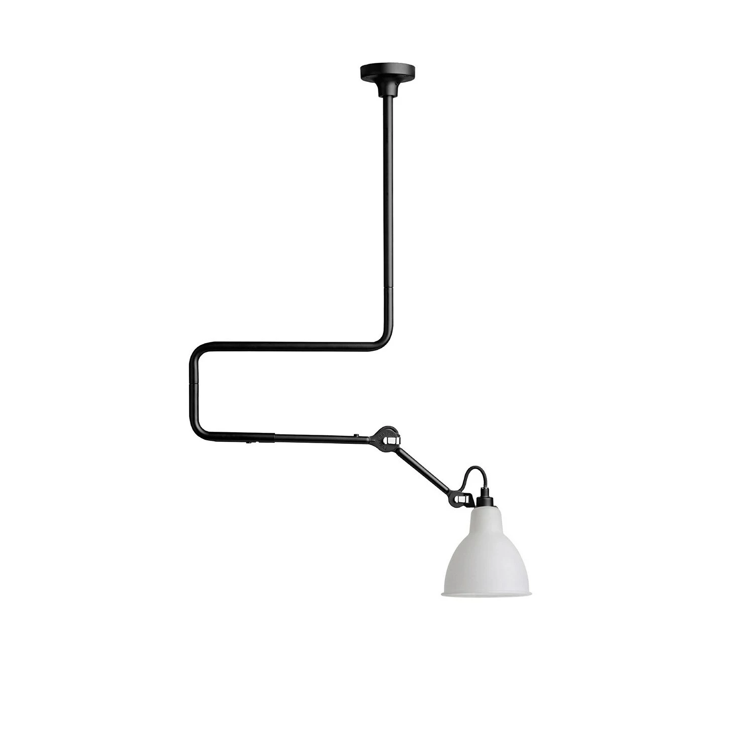 DCWéditions Lampe Gras N°312 Kattovalaisin, Musta / Huurrettu Lasi